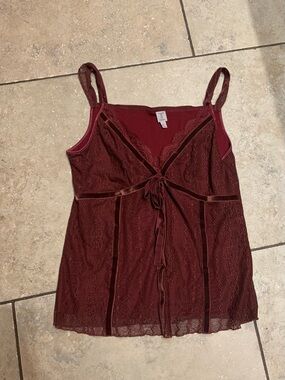 Tristan Wine-Red/Burgundy Lace Cami Top size XL